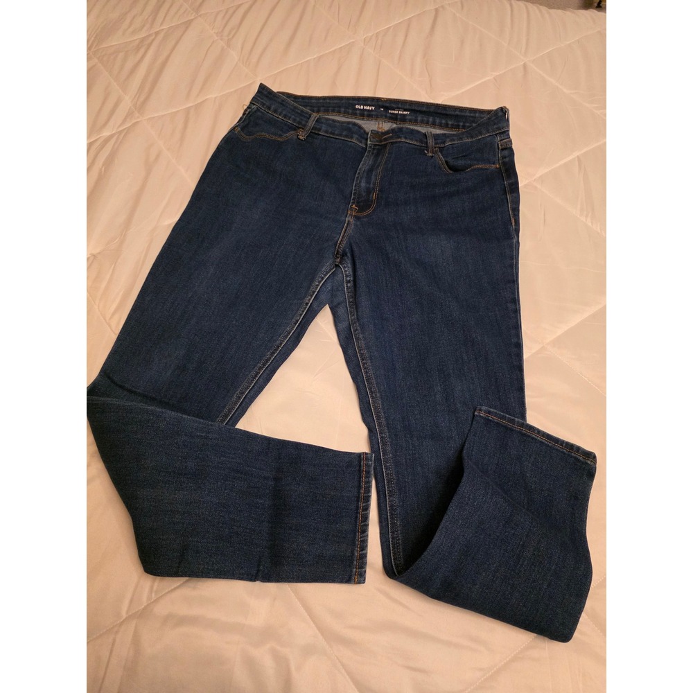 Old Navy High Rise Super Skinny Jeans Womens 14 Dark Wash Blue Stretch Denim